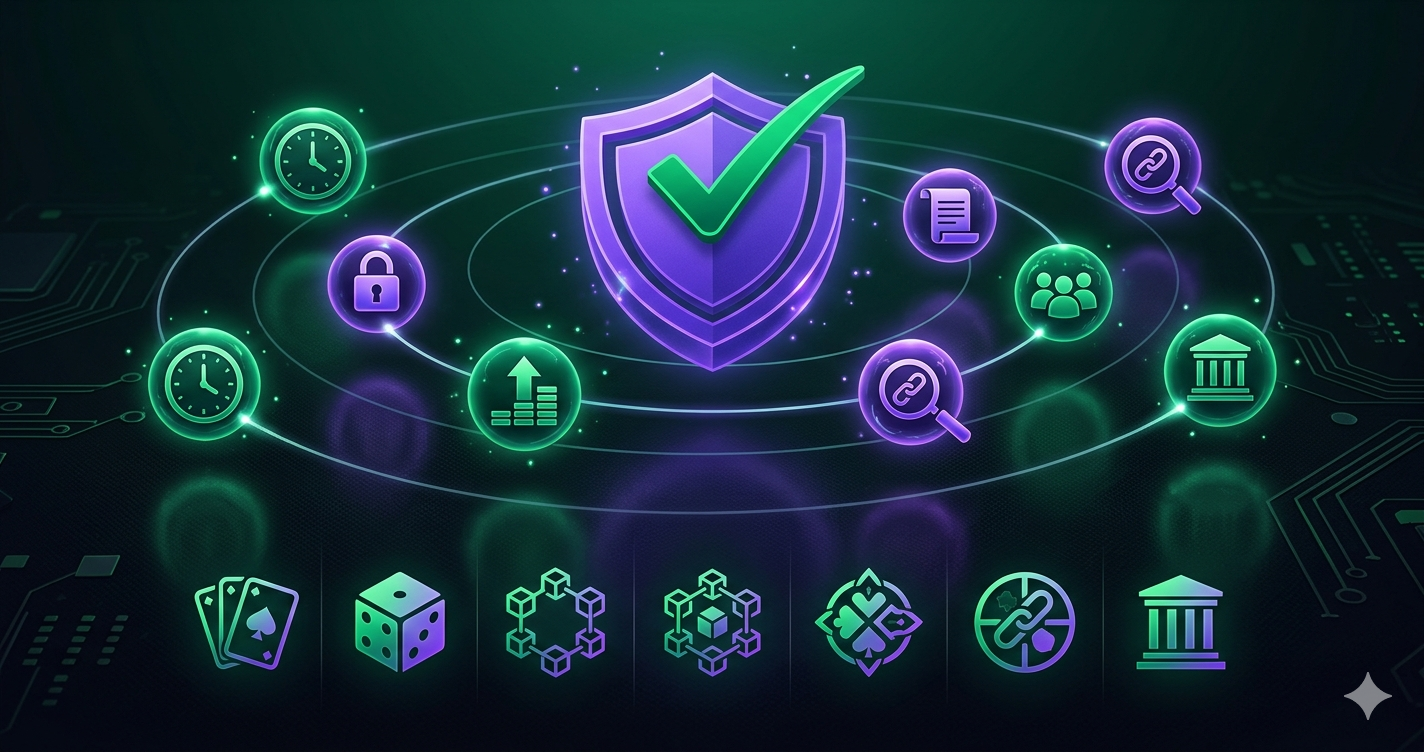 7 criterios para elegir un casino crypto seguro - escudo con iconos de verificacion